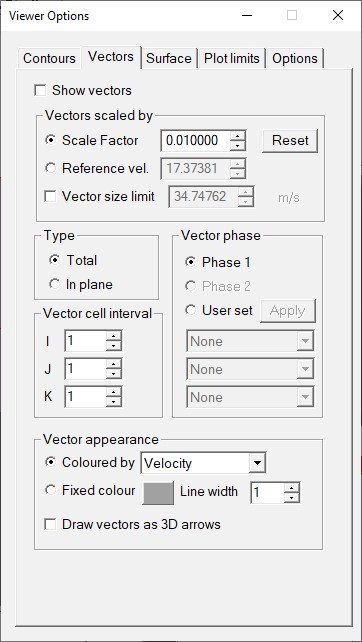 IMAGE: Vector
    Options dialog