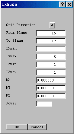 The Extrude dialog